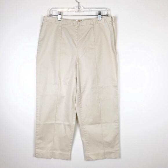 Talbots Size 14P Cotton Side Zip Capri Cream - Picture 1 of 8